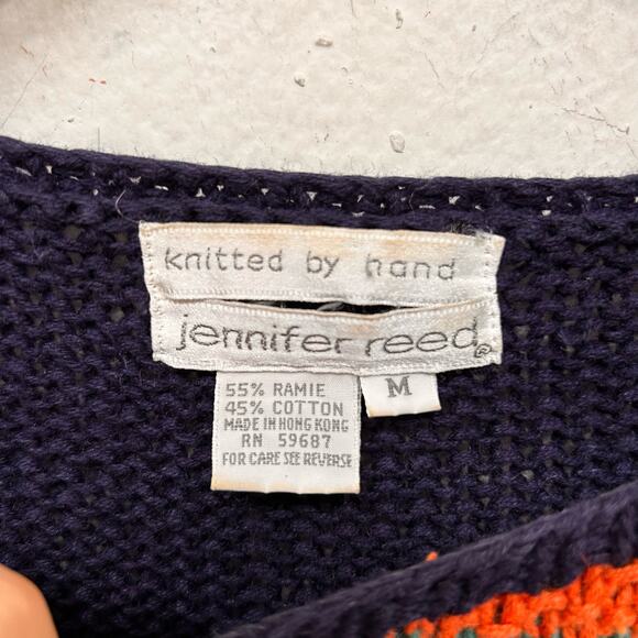 VTG Jennifer Reed Abstract Geo Hand Knitted Sweater Womens Medium - Picture 4 of 5